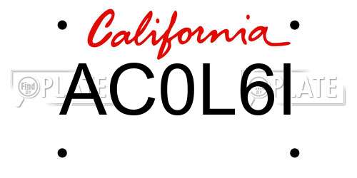 AC0L6I California License Plate