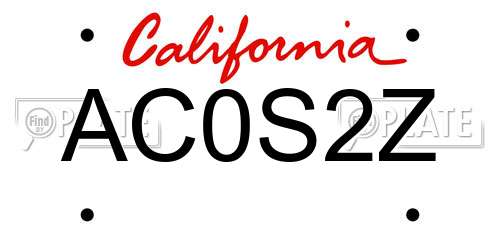 AC0S2Z California License Plate