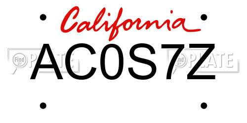 AC0S7Z California License Plate