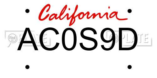AC0S9D California License Plate