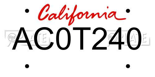 AC0T240 California License Plate
