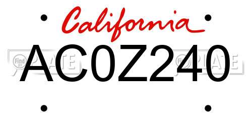 AC0Z240 California License Plate