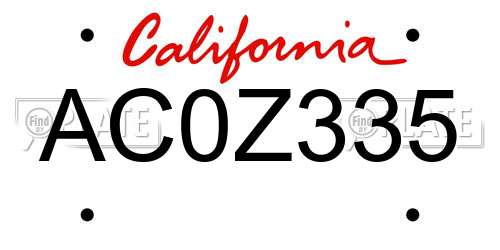 AC0Z335 California License Plate