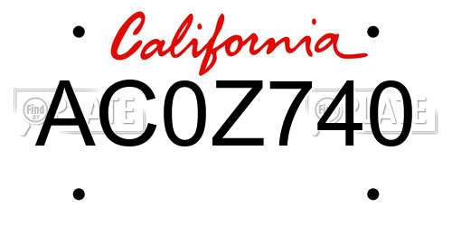 AC0Z740 California License Plate