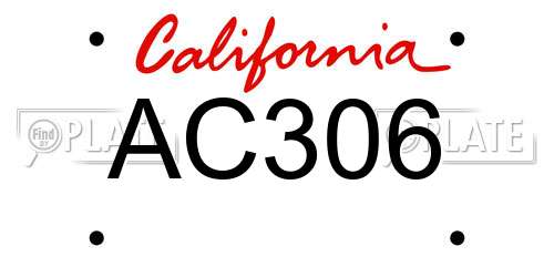 AC306 California License Plate