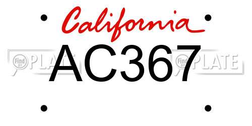 AC367 California License Plate