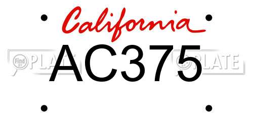 AC375 California License Plate