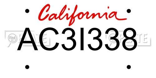 AC3I338 California License Plate