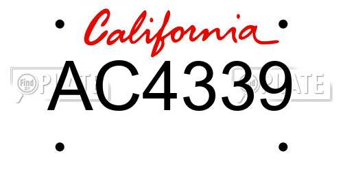 AC4339 California License Plate