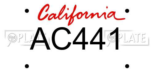 AC441 California License Plate