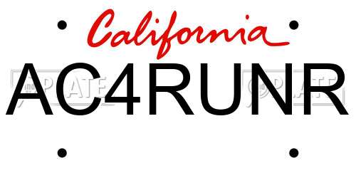 AC4RUNR California License Plate