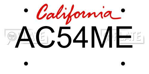 AC54ME California License Plate