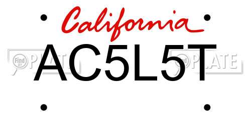 AC5L5T California License Plate