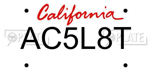 AC5L8T California License Plate
