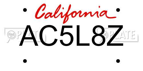 AC5L8Z California License Plate