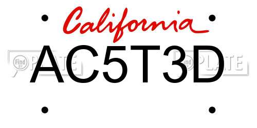 AC5T3D California License Plate