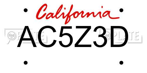 AC5Z3D California License Plate