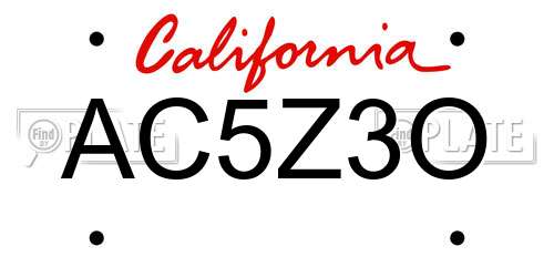 AC5Z3O California License Plate