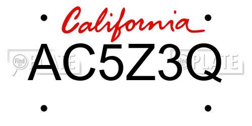 AC5Z3Q California License Plate