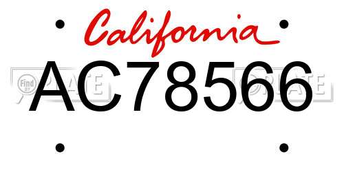 AC78566 California License Plate