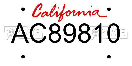AC89810 California License Plate