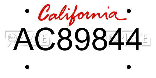 AC89844 California License Plate