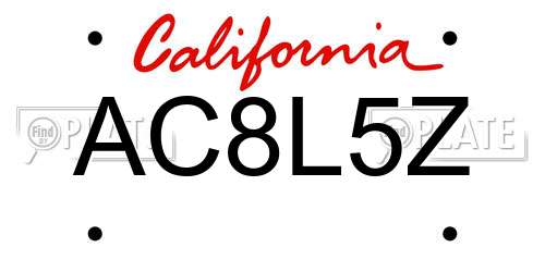 AC8L5Z California License Plate