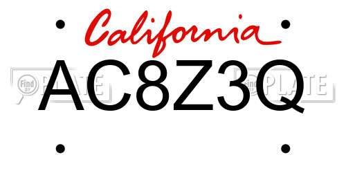 AC8Z3Q California License Plate