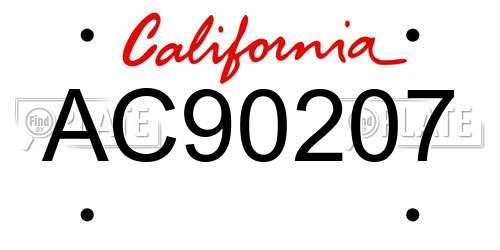 AC90207 California License Plate