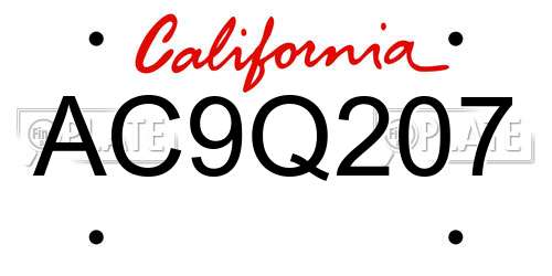 AC9Q207 California License Plate