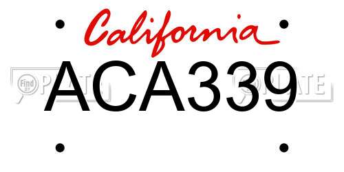 ACA339 California License Plate