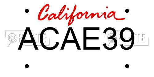 ACAE39 California License Plate