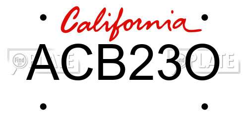 ACB23O California License Plate