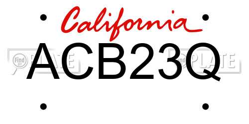 ACB23Q California License Plate