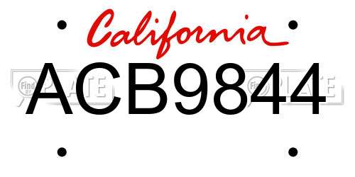 ACB9844 California License Plate