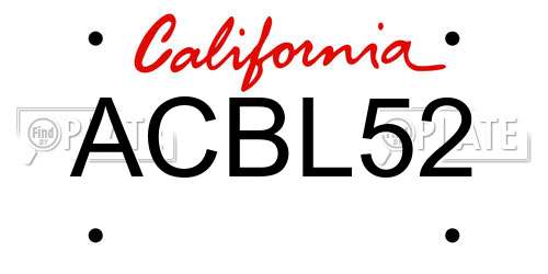 ACBL52 California License Plate