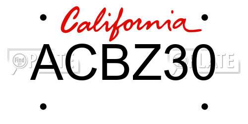 ACBZ30 California License Plate