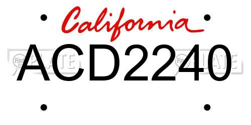 ACD2240 California License Plate