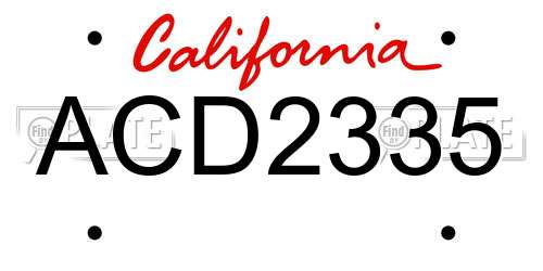 ACD2335 California License Plate