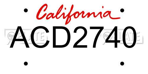 ACD2740 California License Plate