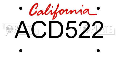 ACD522 California License Plate