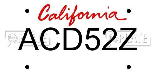 ACD52Z California License Plate