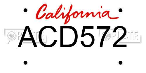 ACD572 California License Plate