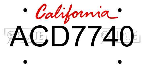 ACD7740 California License Plate