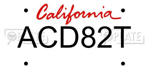 ACD82T California License Plate