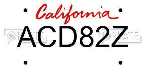ACD82Z California License Plate