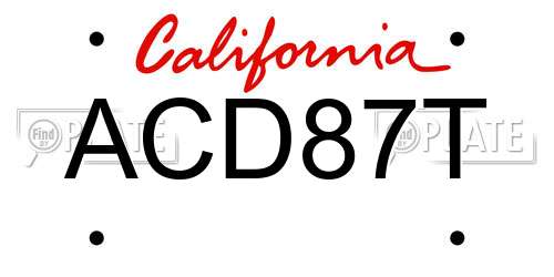 ACD87T California License Plate