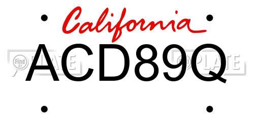 ACD89Q California License Plate