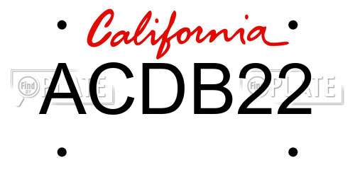ACDB22 California License Plate
