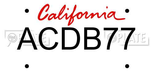 ACDB77 California License Plate